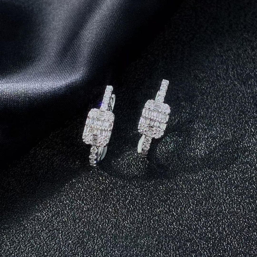 Natural White Diamond Hoop Earrings 18K 0.5CT