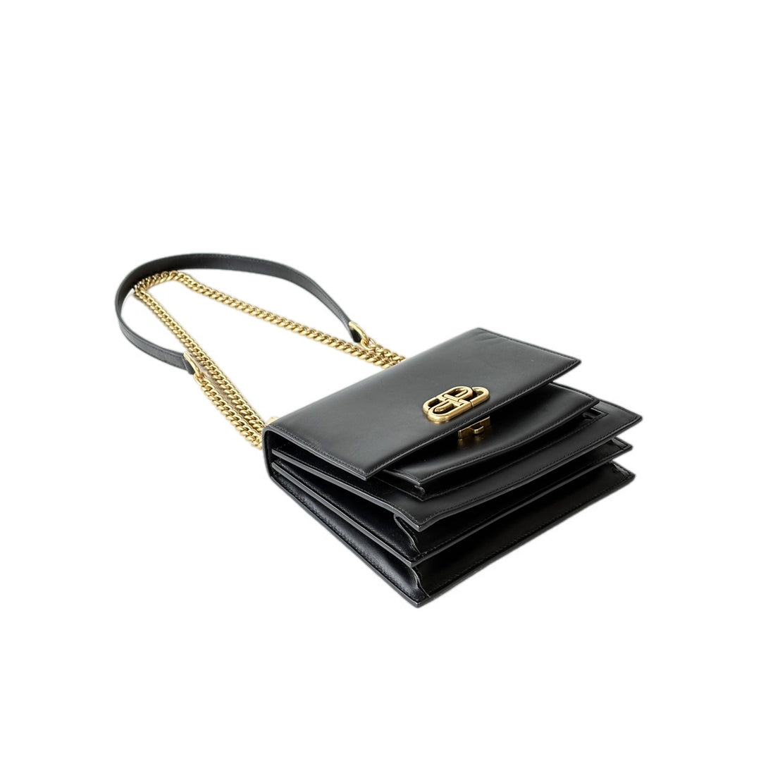 Balenciaga Sharp S Leather Shoulder Bag Black