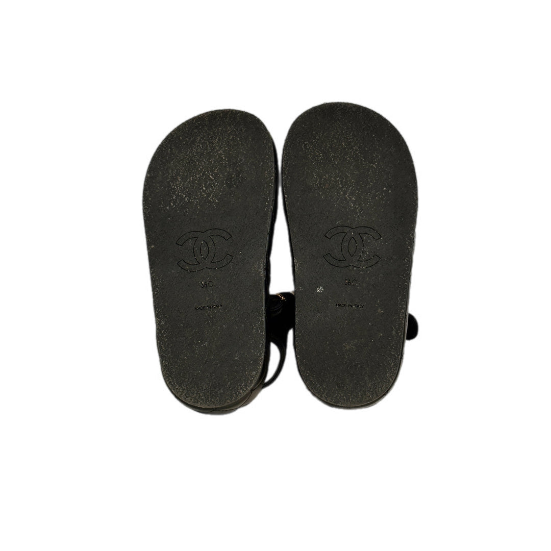 Chanel Lambskin Black Sandals 36C