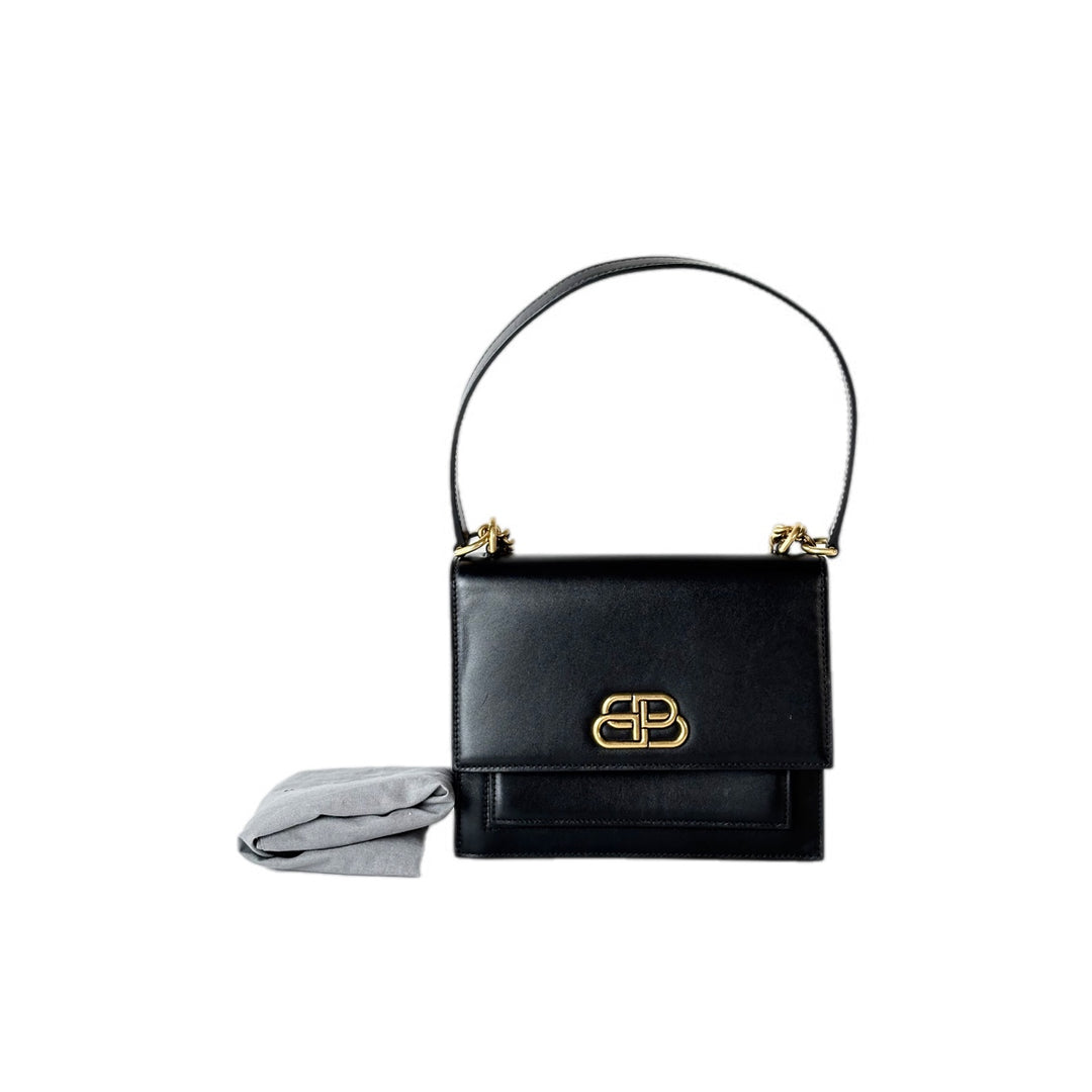 Balenciaga Sharp S Leather Shoulder Bag Black