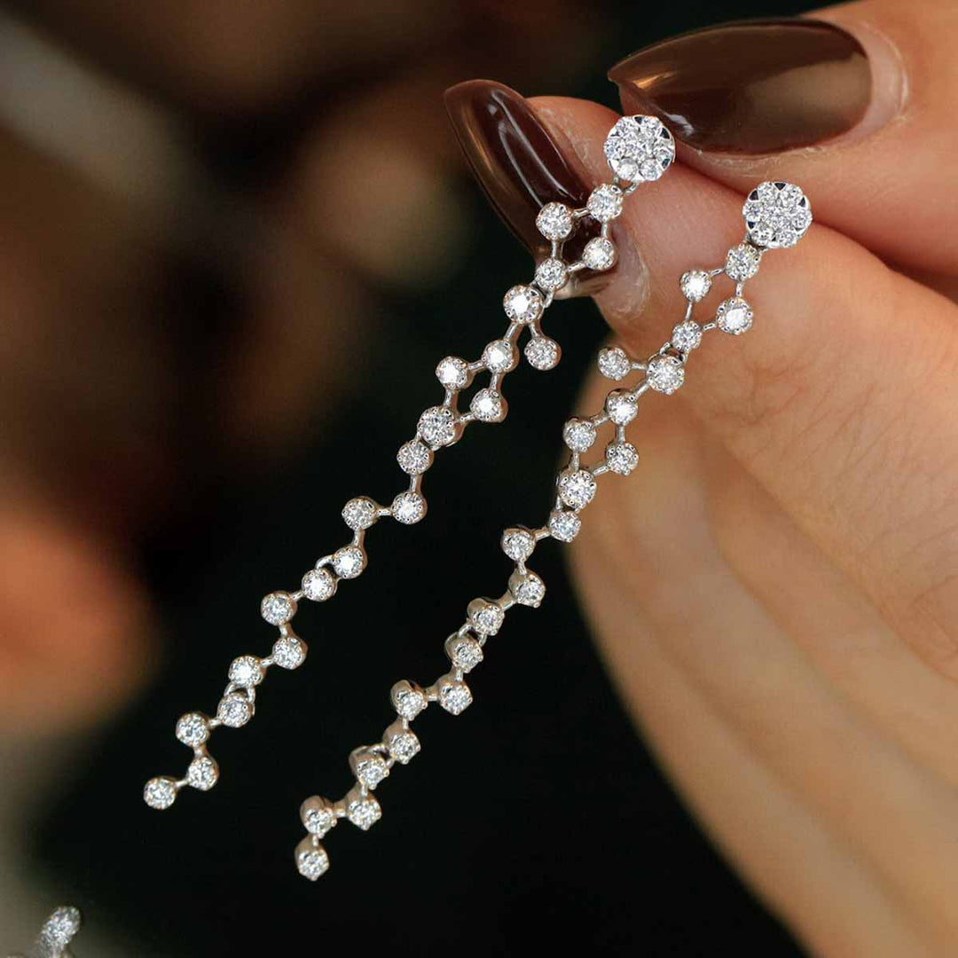 Natural White Diamond Babysbreath Earrings D0.66ct, 18K