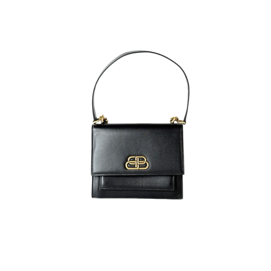 Balenciaga Sharp S Leather Shoulder Bag Black