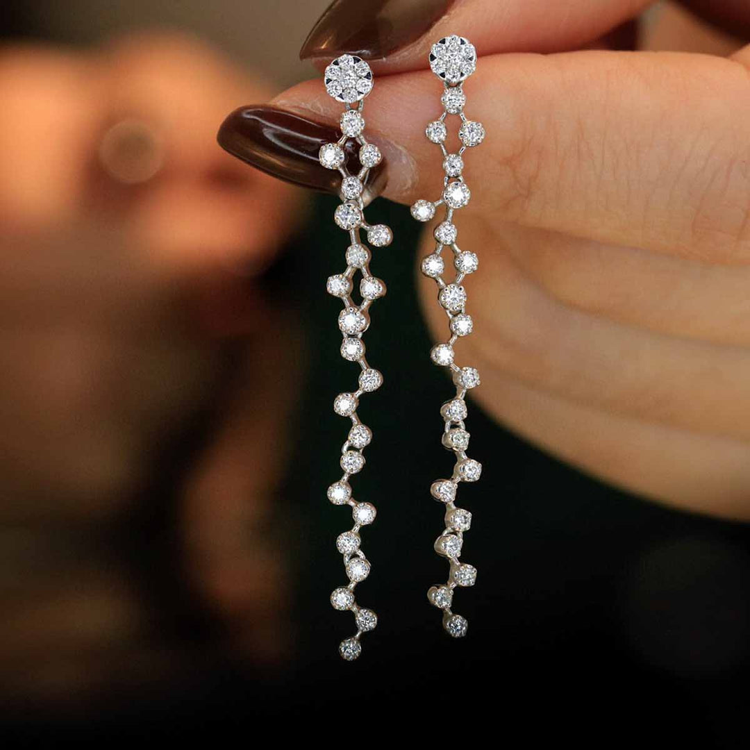 Natural White Diamond Babysbreath Earrings D0.66ct, 18K