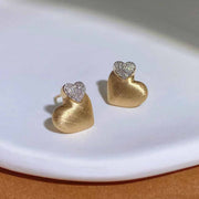 Natural White Diamond Heart Earrings 18K D0.15ct