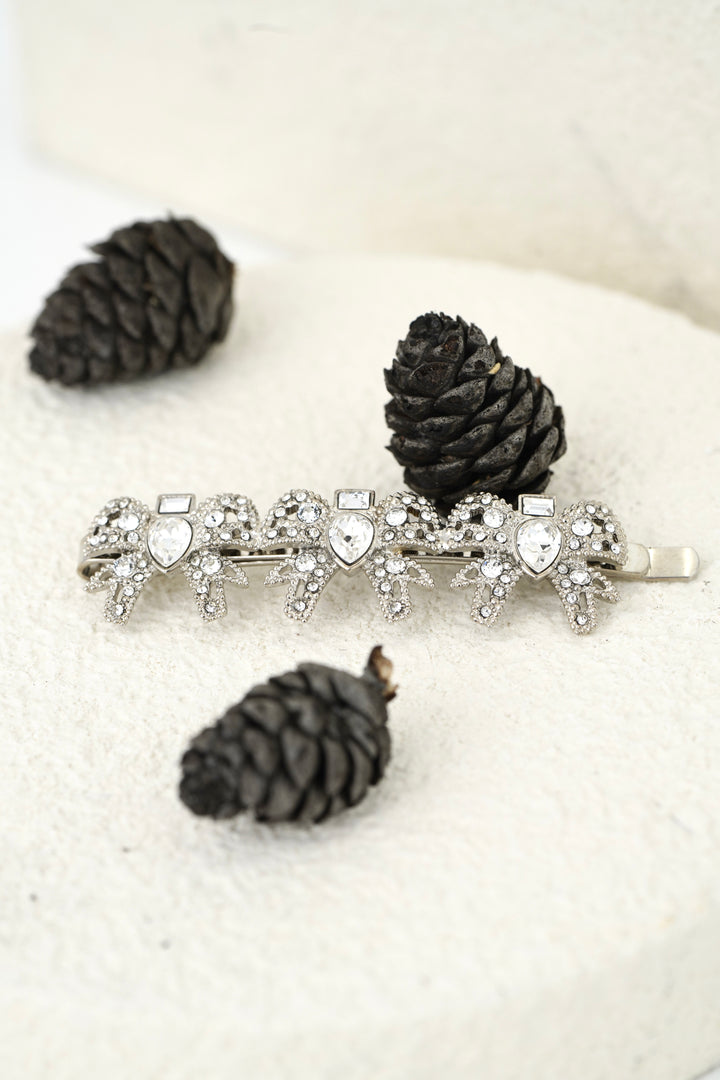 Miumiu Crystal Bow Hair Clip