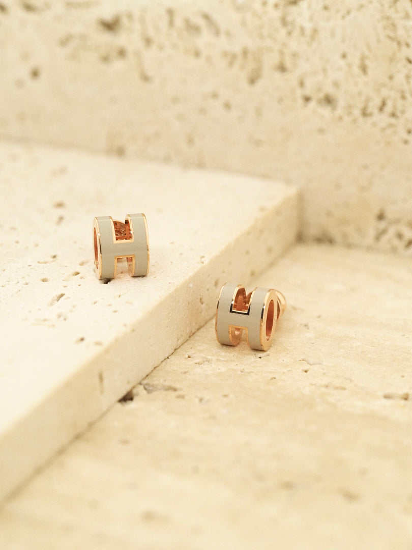 Hermes H Pop Earrings Rose Gold Chai 