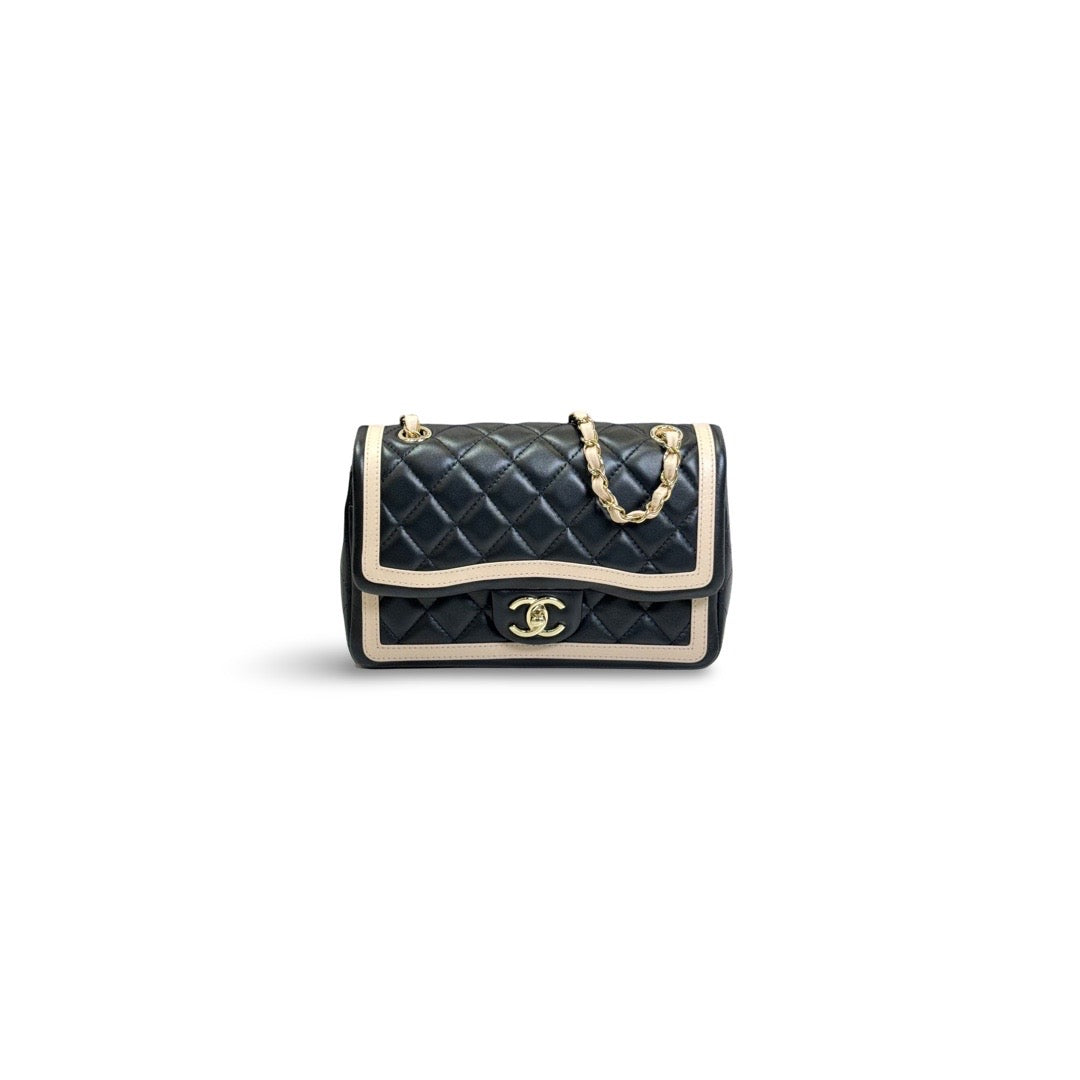 Chanel Small Black & Beige Flap Bag