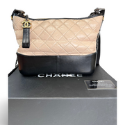 Chanel Medium Aged Calfskin Gabrielle Bag Beige and Black - Jiaxyk