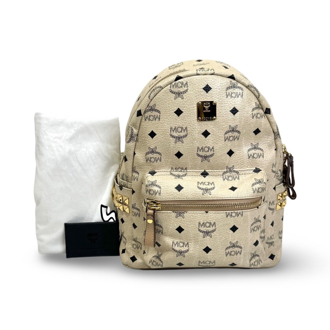 MCM Small Beige Strak Backpack