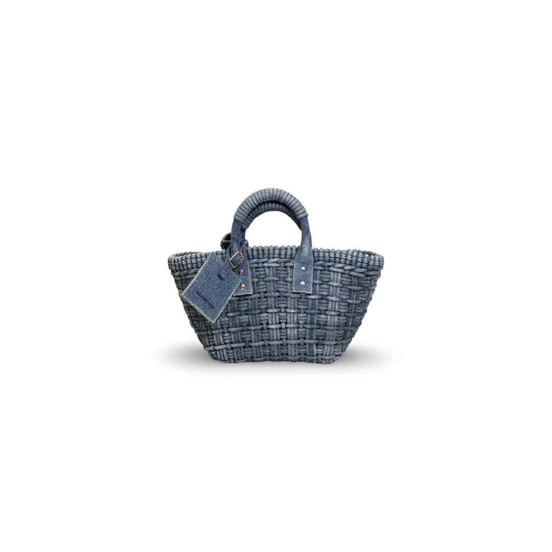 balenciaga bistro バッグ Balenciaga Blue Denim Bistro Basket Bag | JK Store