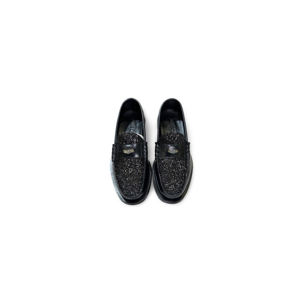 Jimmy Choo Black Glitter Leather Loafers 39.5 - Jiaxyk