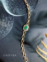 Colombia Cuban link Chain Emerald and Diamond Bracelet - Jiaxyk