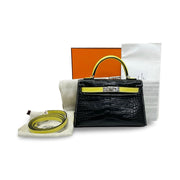 Hermes Mini Kelly II Alligator Matte Black/Lime Special Order - Jiaxyk