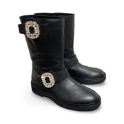 Roger Vivier Black Leather Crystal Boots 38 - Jiaxyk