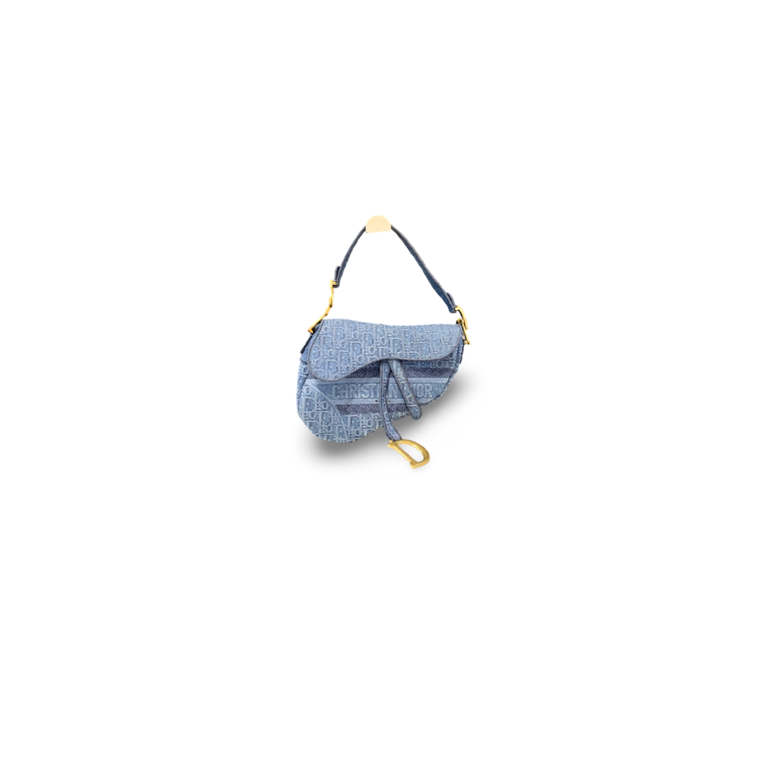 Dior Blue Oblique Denim Saddle Bag JK Store