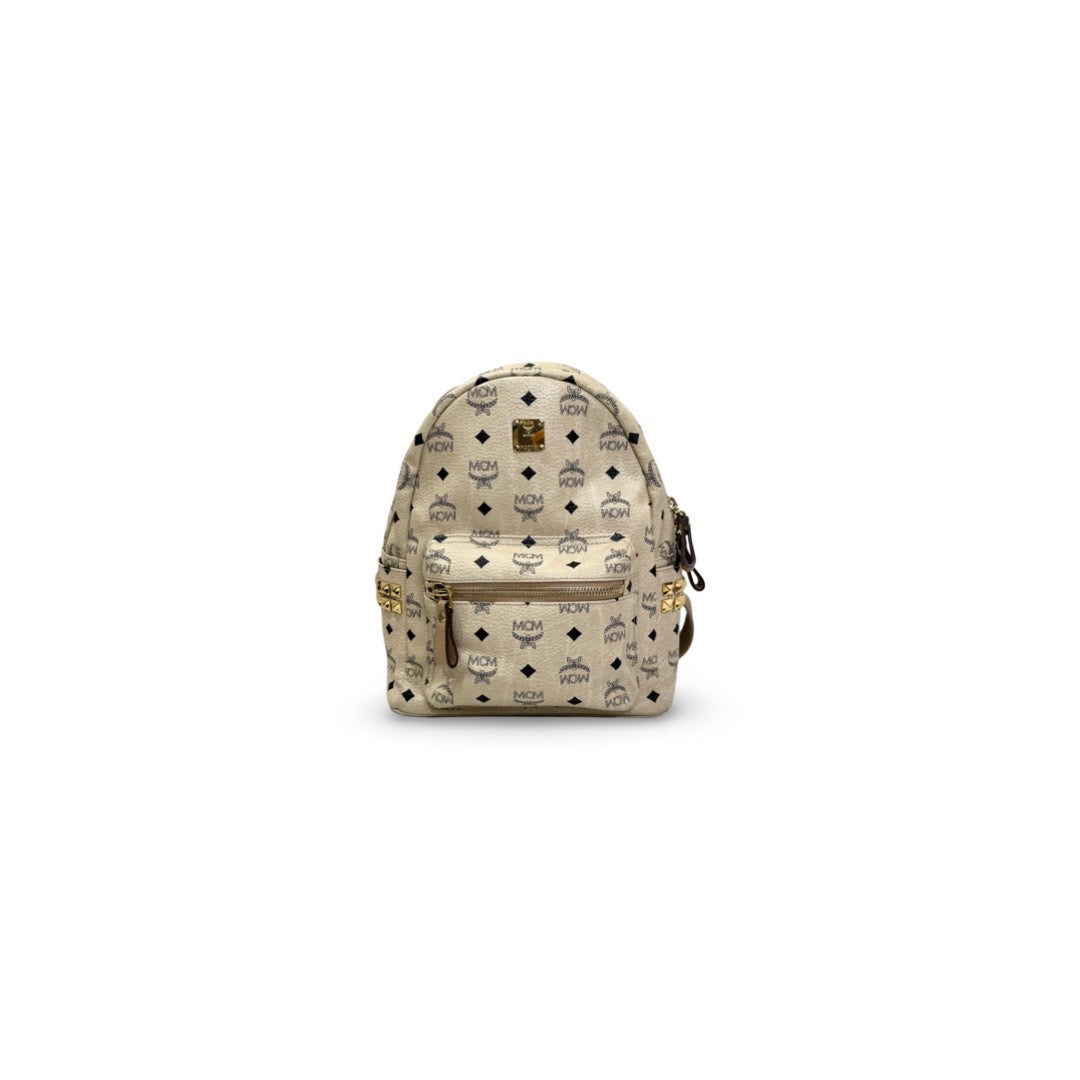 MCM Small Beige Strak Backpack JK Store