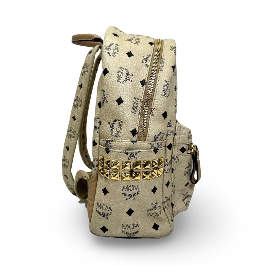 MCM Small Beige Strak Backpack