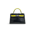 Hermes Mini Kelly II Alligator Matte Black/Lime Special Order - Jiaxyk