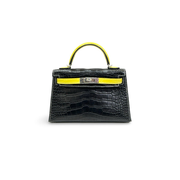 Hermes Mini Kelly II Alligator Matte Black/Lime Special Order - Jiaxyk