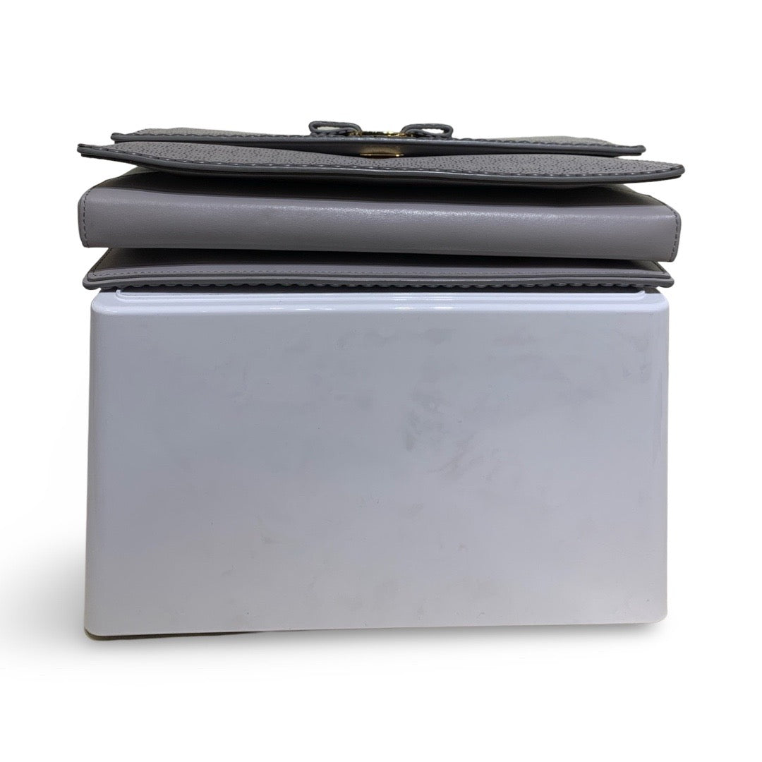 Ferragamo Grey Vara Ginny Leather Crossbody Bag