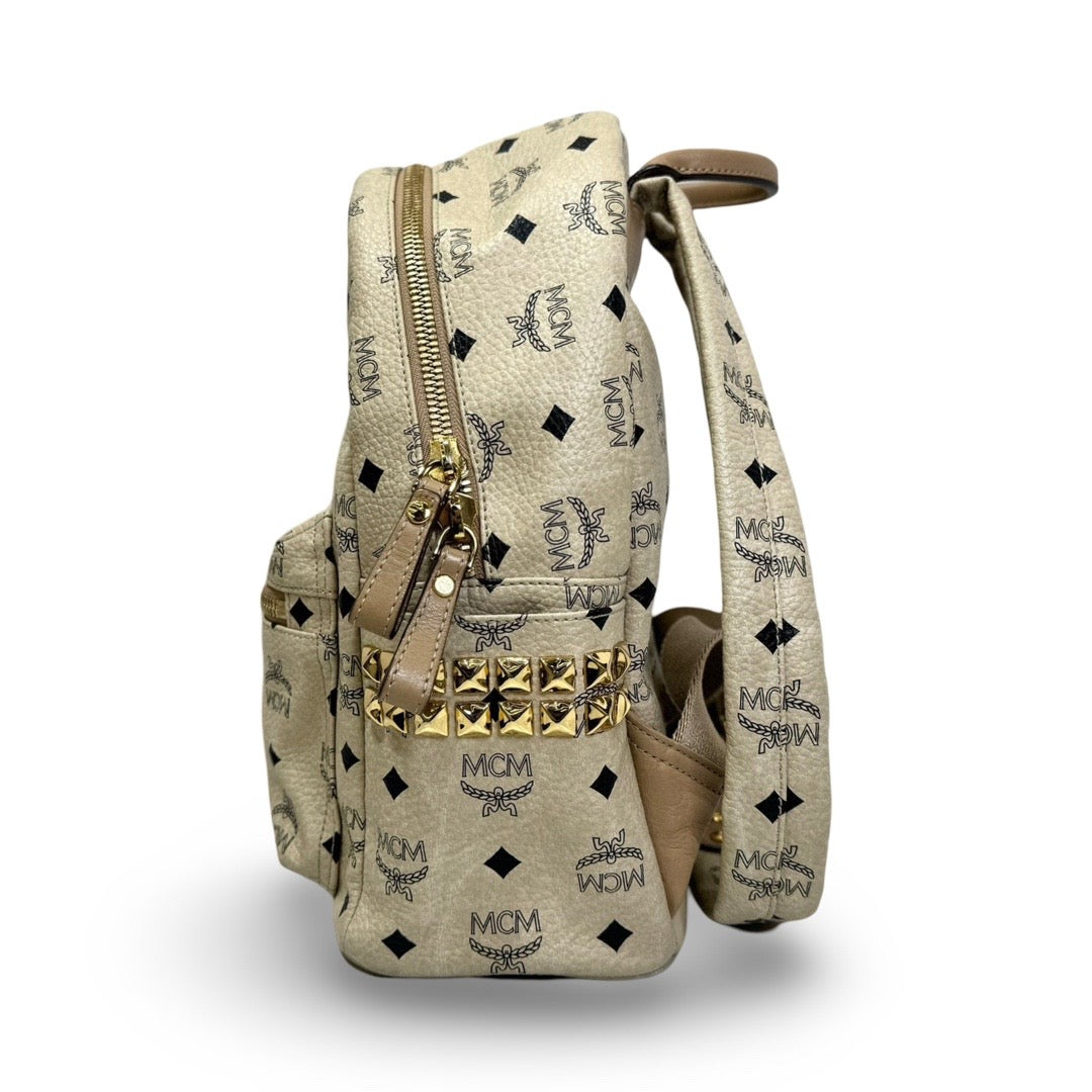 MCM Small Beige Strak Backpack