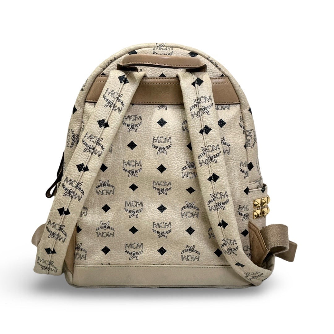 MCM Small Beige Strak Backpack